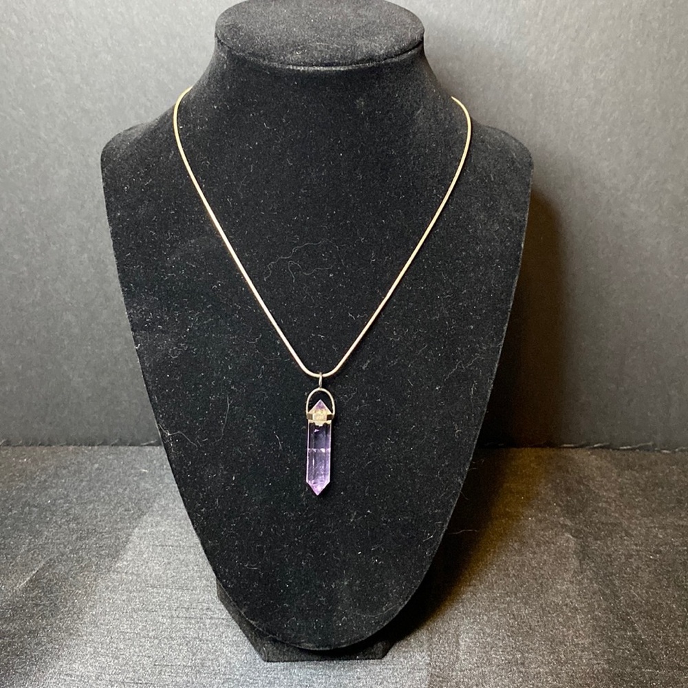 Amethyst Crystal Point on Silver Chain